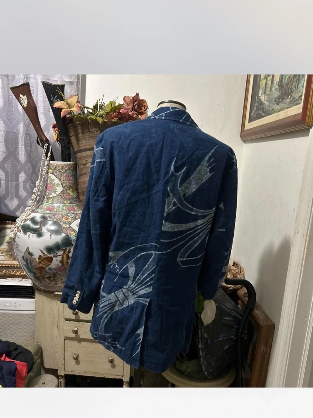 Polo by Ralph Lauren  vintage Navy and Light Gray Patterned Blazer